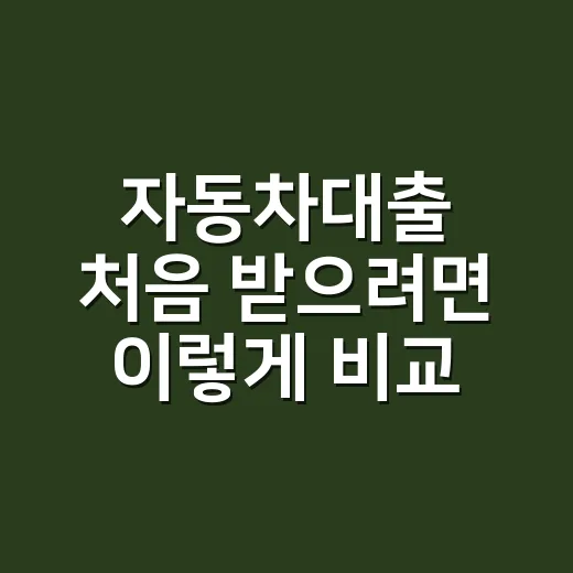 자동차대출 처음 받으려면 이렇게 비교하면 됩니다 - 요약