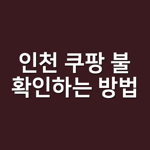 인천 쿠팡 불 확인하는 방법, 지금 알아둘 것만 차분히 챙기기 - 요약