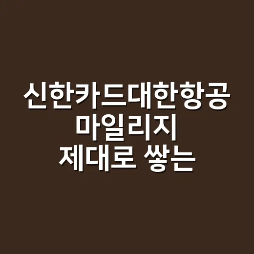 신한카드대한항공 마일리지 제대로 쌓는 방법 - 요약
