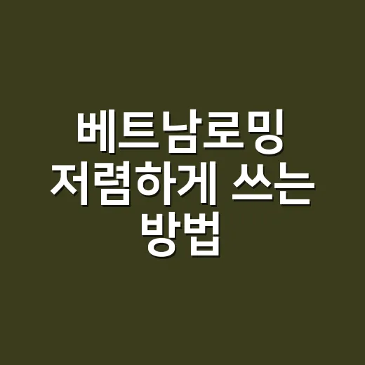 베트남로밍 저렴하게 쓰는 방법, 여행 일정별로 이렇게 고르면 편해요 - 요약