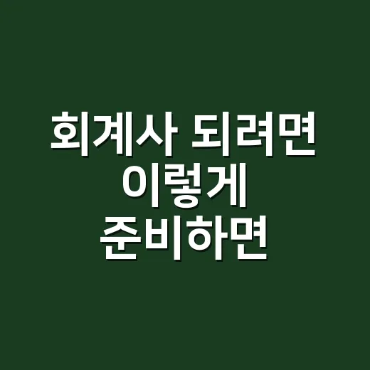 회계사 되려면 이렇게 준비하면 좋습니다 - 요약