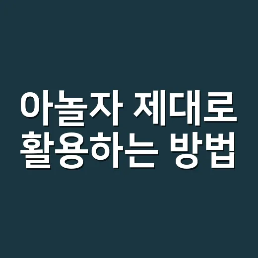 아놀자 제대로 활용하는 방법, 처음 쓰는 사람도 헷갈리지 않게 - 요약