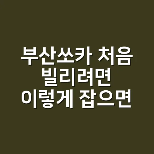 부산쏘카 처음 빌리려면 이렇게 잡으면 편합니다 - 요약