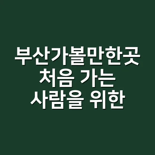 부산가볼만한곳 처음 가는 사람을 위한 동선 짜는 방법 - 요약