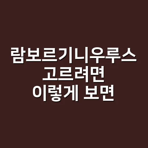 람보르기니우루스 고르려면 이렇게 보면 편합니다 - 요약