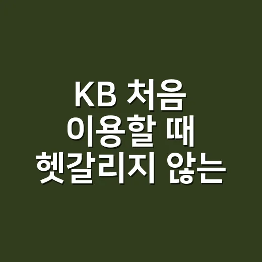 KB 처음 이용할 때 헷갈리지 않는 방법 - 요약
