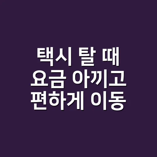 택시 탈 때 요금 아끼고 편하게 이동하는 방법 - 요약