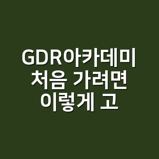 GDR아카데미 처음 가려면 이렇게 고르면 편해요 - 요약