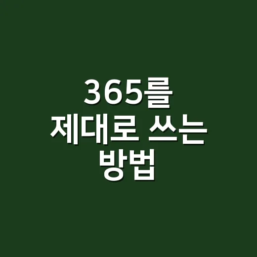 365를 제대로 쓰는 방법, 초보자가 먼저 챙기면 좋은 설정과 활용법 - 요약