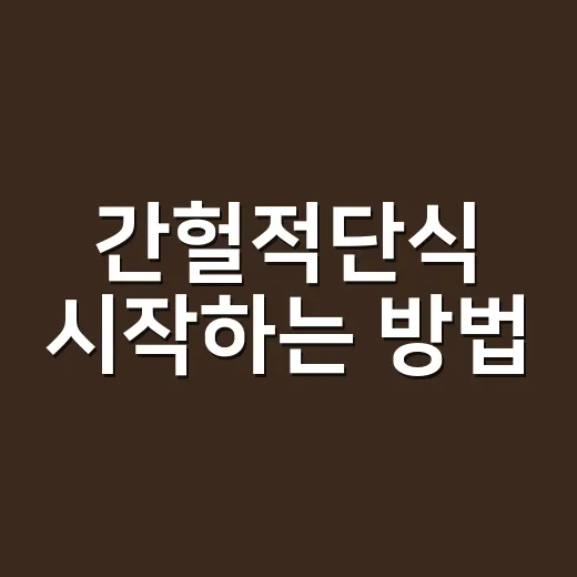 간헐적단식 시작하는 방법, 초보자는 이렇게 잡으면 편해요 - 요약