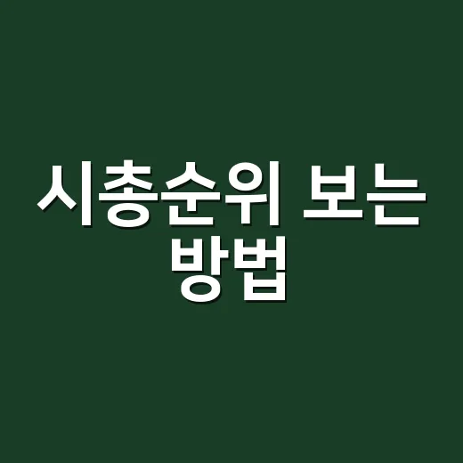 시총순위 보는 방법, 초보자는 숫자보다 이것부터 보면 됩니다 - 요약
