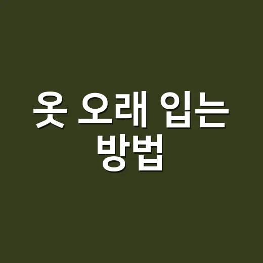 옷 오래 입는 방법, 세탁부터 보관까지 초보자도 바로 바꾸는 의류 관리법 - 요약