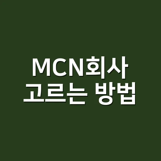 MCN회사 고르는 방법, 크리에이터가 계약 전 확인할 것들 - 요약
