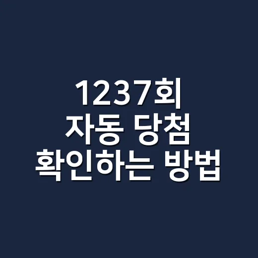 1237회 자동 당첨 확인하는 방법, 초보자도 헷갈리지 않게 보는 법 - 요약