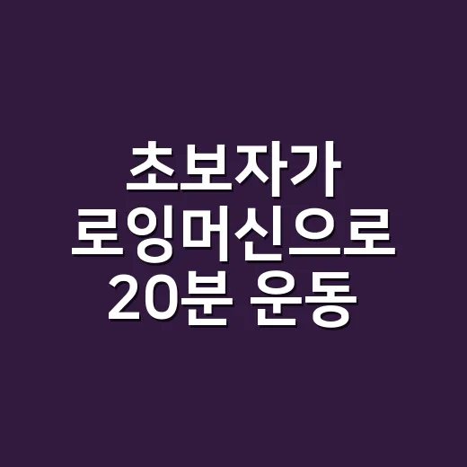 초보자가 로잉머신으로 20분 운동 루틴 만드는 방법 - 요약
