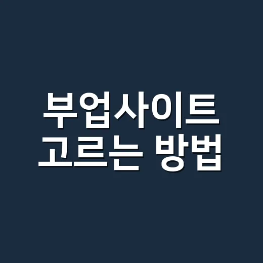 부업사이트 고르는 방법, 초보자가 손해 안 보려면 이렇게 시작하세요 - 요약