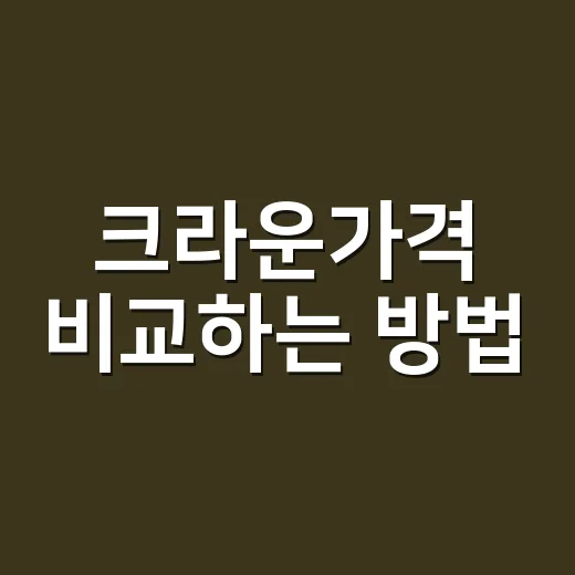 크라운가격 비교하는 방법, 치과 가기 전에 이 정도는 알고 가세요 - 요약