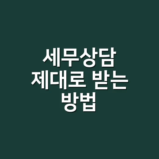 세무상담 제대로 받는 방법, 처음이라면 이렇게 준비하세요 - 요약
