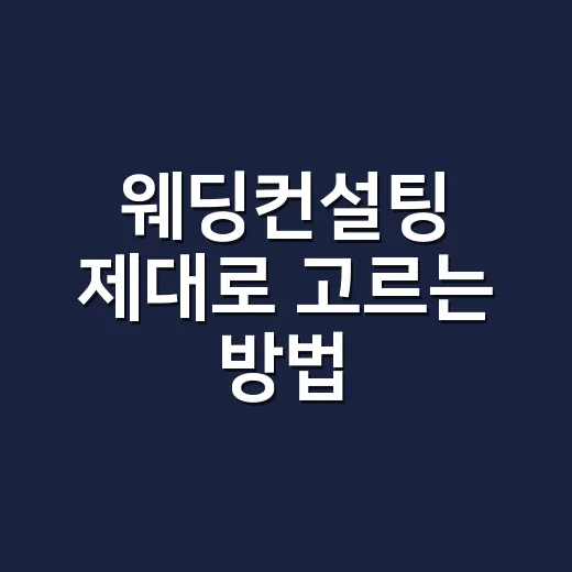 웨딩컨설팅 제대로 고르는 방법, 초보 예비부부가 덜 헤매려면 이렇게 - 요약