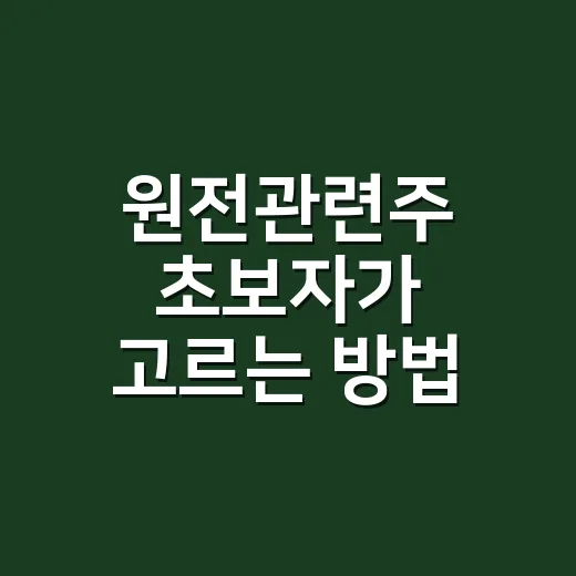 원전관련주 초보자가 고르는 방법, 테마보다 실적을 먼저 보는 법 - 요약