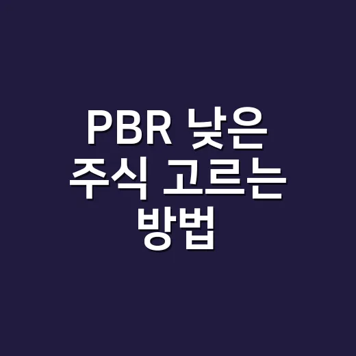 PBR 낮은 주식 고르는 방법, 초보자가 숫자부터 읽는 법 - 요약