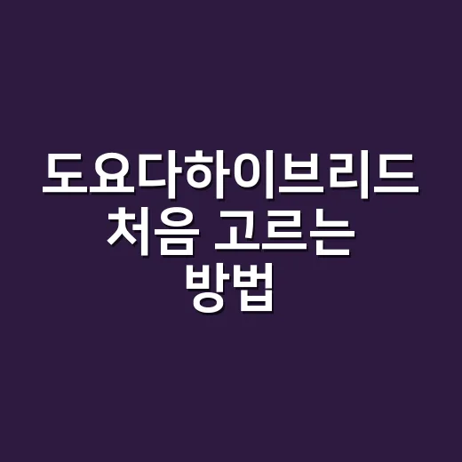 도요다하이브리드 처음 고르는 방법, 연비만 보지 말고 이렇게 비교하세요