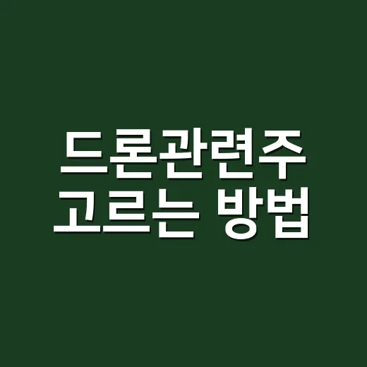 드론관련주 고르는 방법, 초보 투자자는 이렇게 나눠 보면 편합니다 - 요약