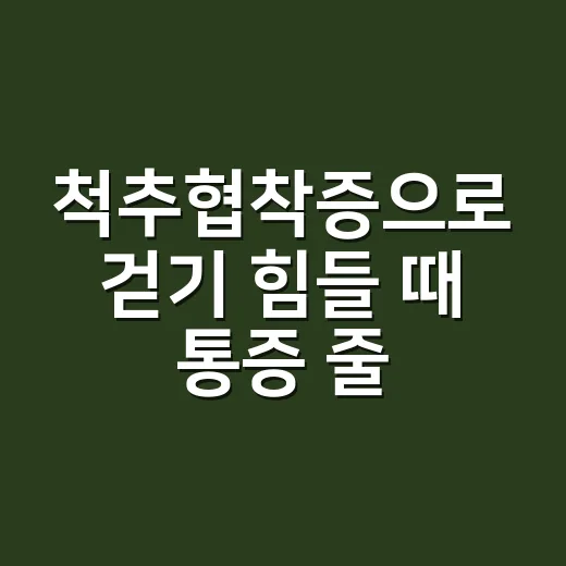 척추협착증으로 걷기 힘들 때 통증 줄이는 방법 - 요약