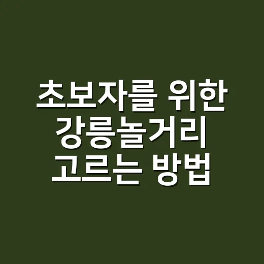 초보자를 위한 강릉놀거리 고르는 방법, 바다만 보고 오기 아쉬울 때 - 요약