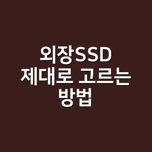 외장SSD 제대로 고르는 방법, 용량부터 속도까지 초보자도 헷갈리지 않게 - 요약