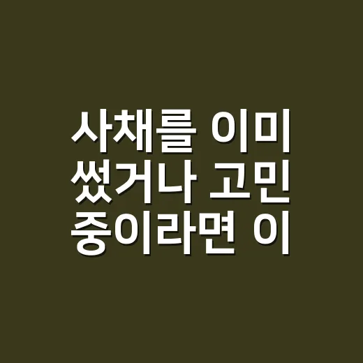 사채를 이미 썼거나 고민 중이라면 이렇게 확인하세요 - 요약