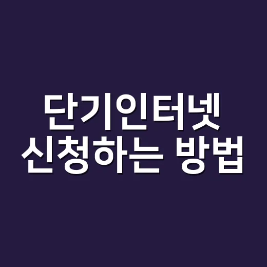 단기인터넷 신청하는 방법, 한 달만 써도 손해 덜 보는 선택법 - 요약