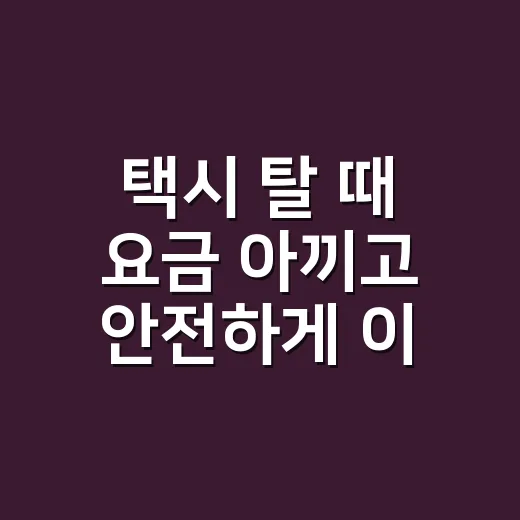 택시 탈 때 요금 아끼고 안전하게 이동하는 방법 - 요약