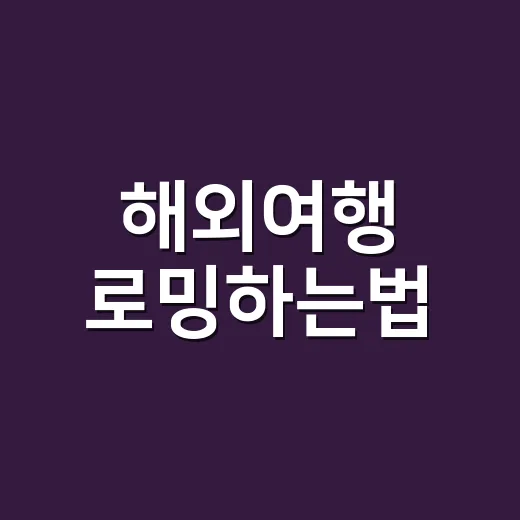 해외여행 로밍하는법, 초보자도 요금 걱정 줄이는 방법 - 요약