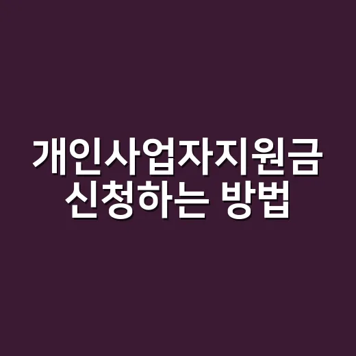 개인사업자지원금 신청하는 방법, 먼저 걸러볼 기준부터 - 요약