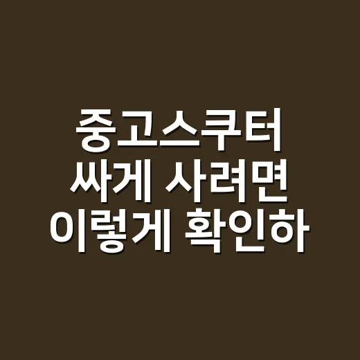 중고스쿠터 싸게 사려면 이렇게 확인하세요 - 요약