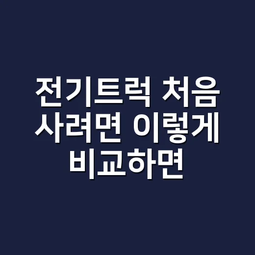 전기트럭 처음 사려면 이렇게 비교하면 됩니다 - 요약