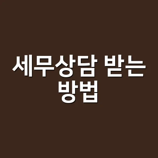 세무상담 받는 방법, 무료 상담부터 세무사 선택까지 - 요약