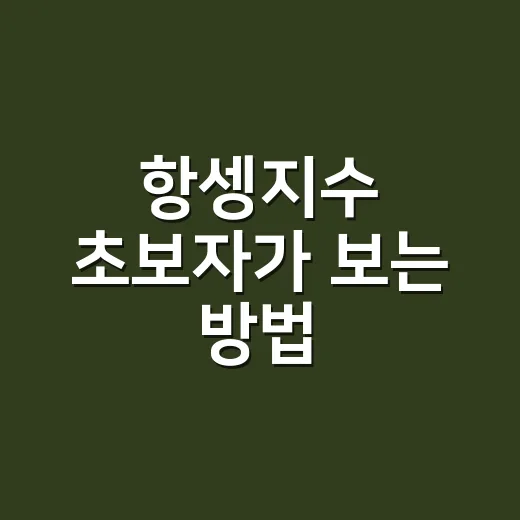 항셍지수 초보자가 보는 방법, 홍콩 증시 흐름 읽는 법 - 요약