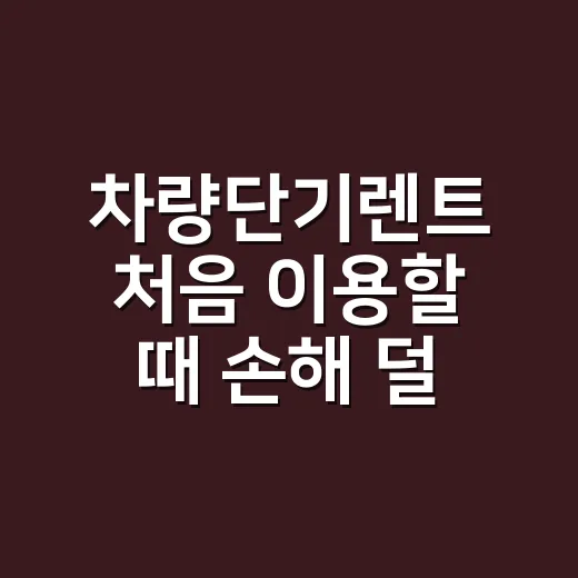 차량단기렌트 처음 이용할 때 손해 덜 보는 방법 - 요약