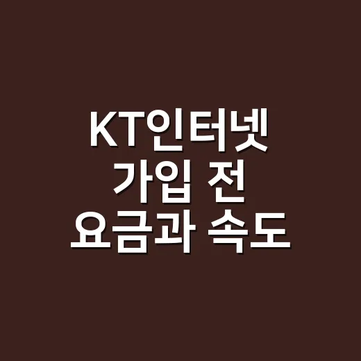 KT인터넷 가입 전 요금과 속도 고르는 방법 - 요약