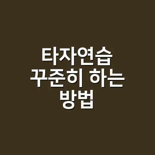 타자연습 꾸준히 하는 방법 - 요약