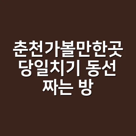 춘천가볼만한곳 당일치기 동선 짜는 방법 - 요약
