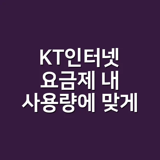 KT인터넷 요금제 내 사용량에 맞게 고르는 방법 - 요약