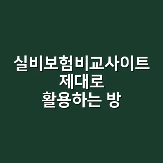 실비보험비교사이트 제대로 활용하는 방법, 처음이라면 이렇게 고르세요 - 요약