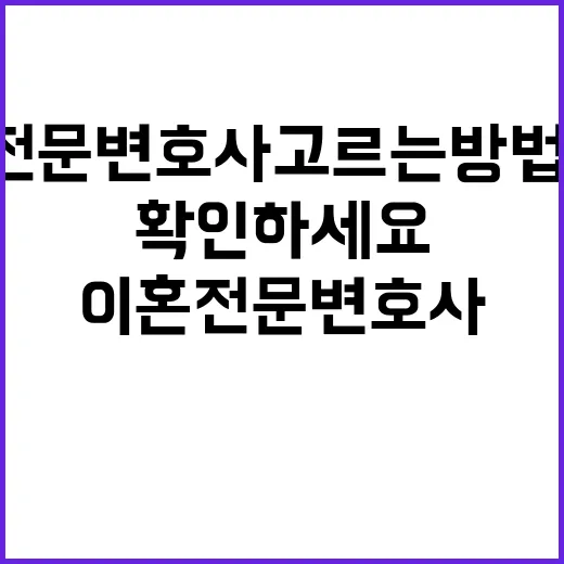 이혼전문변호사 고르는 방법, 상담 전에 이것부터 확인하세요 - 요약