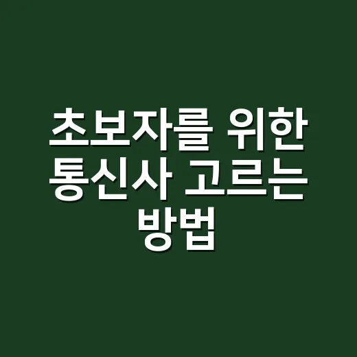 초보자를 위한 통신사 고르는 방법, 요금제부터 혜택까지 이렇게 비교하세요 - 요약