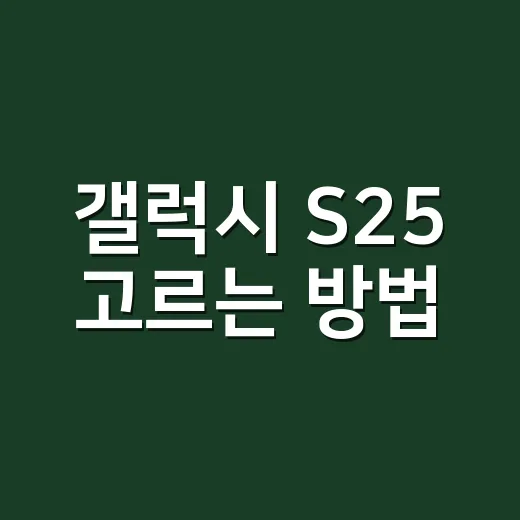 갤럭시 S25 고르는 방법, 기본형·플러스·울트라 차이 이렇게 보면 쉽습니다 - 요약