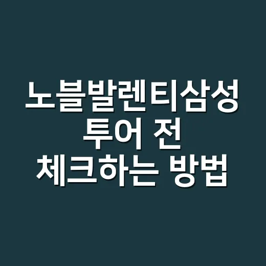 노블발렌티삼성 투어 전 체크하는 방법 - 요약