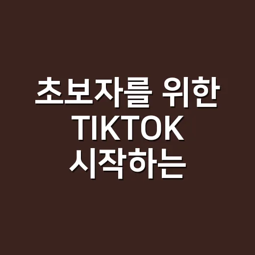 초보자를 위한 TIKTOK 시작하는 방법, 계정 세팅부터 영상 올리기까지 - 요약